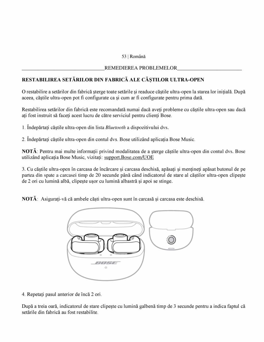 Pagina 55-Manual de utilizare pentru casti wireless cu anularea zgomotului  BOSE Ultra Open Earbuds...