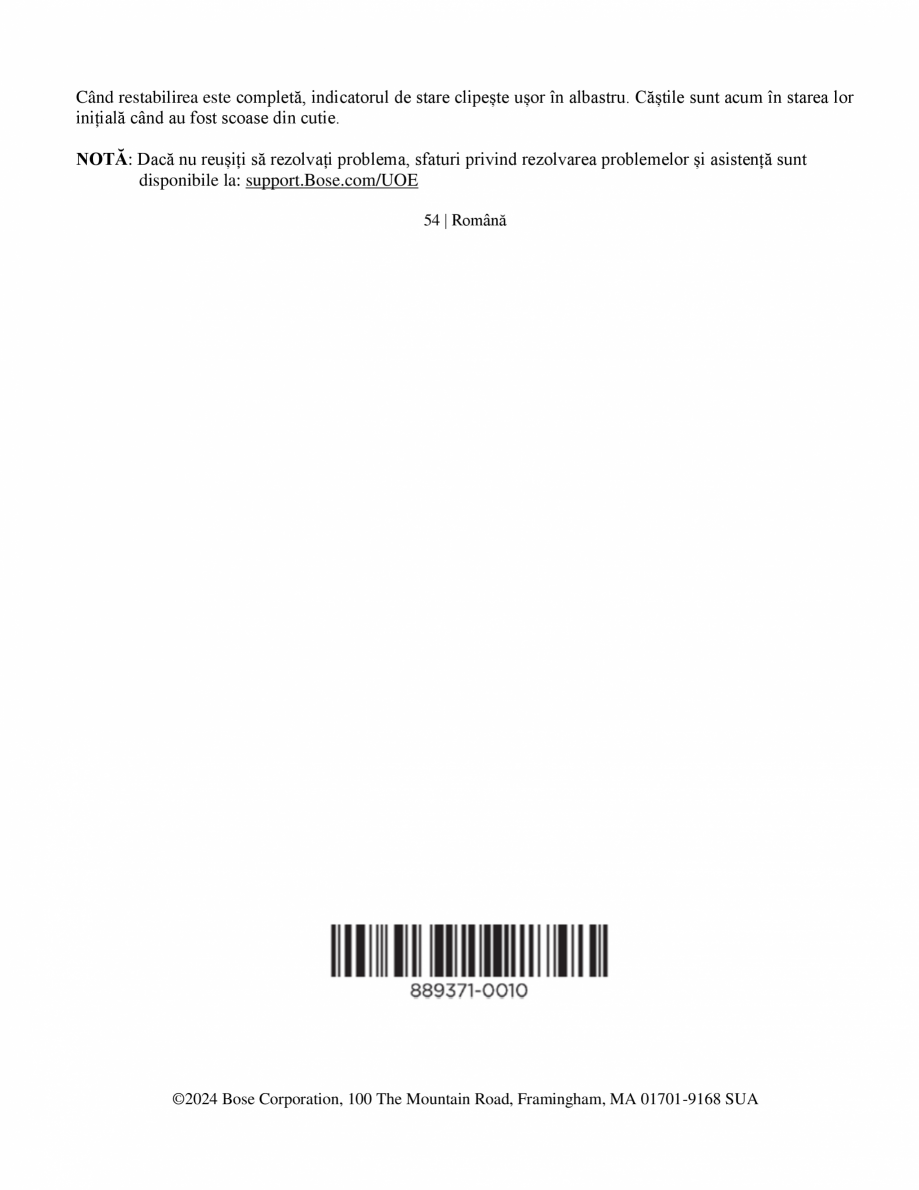 Pagina 56 - Manual de utilizare pentru casti wireless cu anularea zgomotului  BOSE Ultra Open...