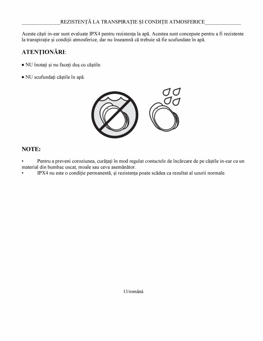 Pagina 13-Manual de utilizare pentru casti cu anularea zgomotului BOSE Quiet Comfort Earbuds Instructiuni...