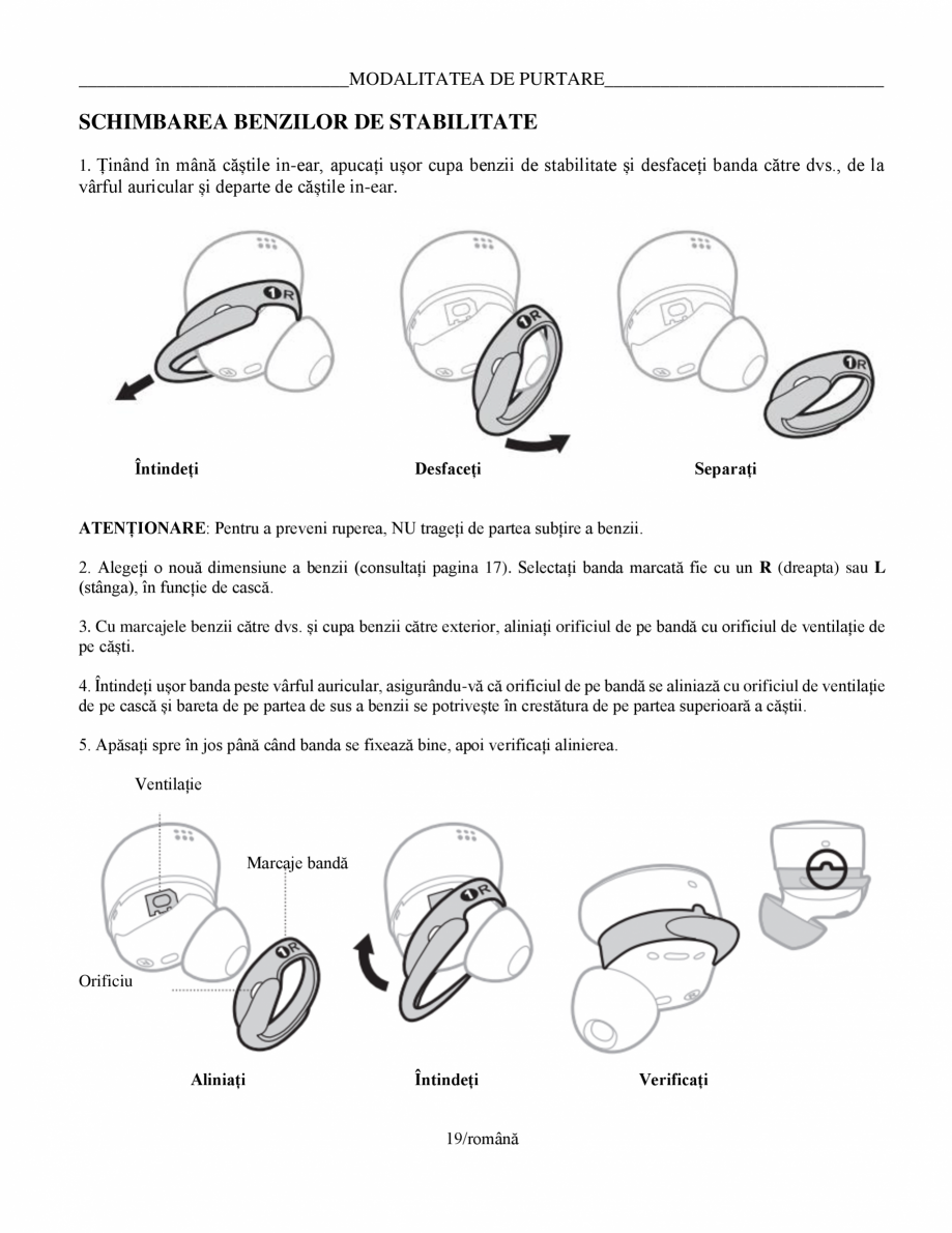 Pagina 19-Manual de utilizare pentru casti cu anularea zgomotului BOSE Quiet Comfort Earbuds Instructiuni...