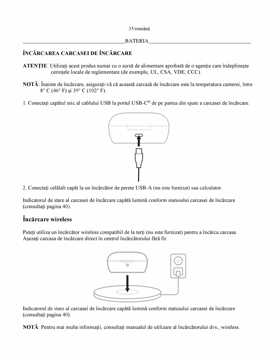 Pagina 36-Manual de utilizare pentru casti cu anularea zgomotului BOSE Quiet Comfort Earbuds Instructiuni...