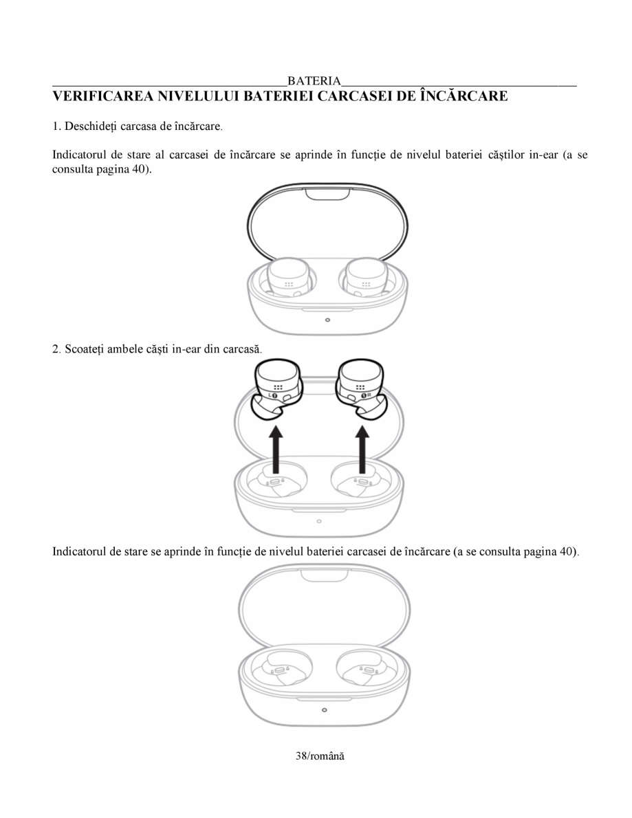 Pagina 38-Manual de utilizare pentru casti cu anularea zgomotului BOSE Quiet Comfort Earbuds Instructiuni...