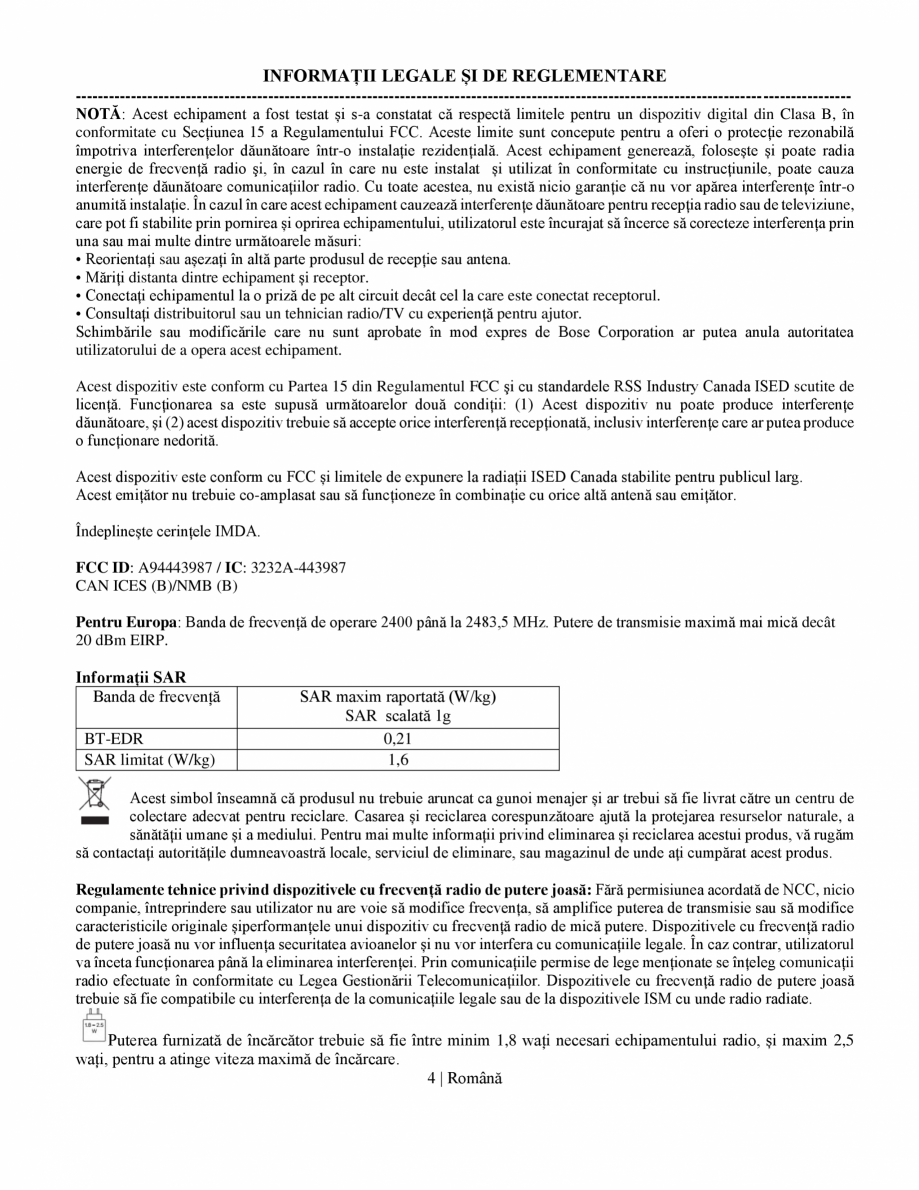 Pagina 4-Manual de utilizare pentru casti cu anularea zgomotului BOSE QuietComfort Ultra Headphones Gen2...