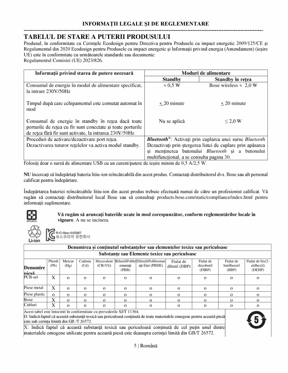 Pagina 5-Manual de utilizare pentru casti cu anularea zgomotului BOSE QuietComfort Ultra Headphones Gen2...