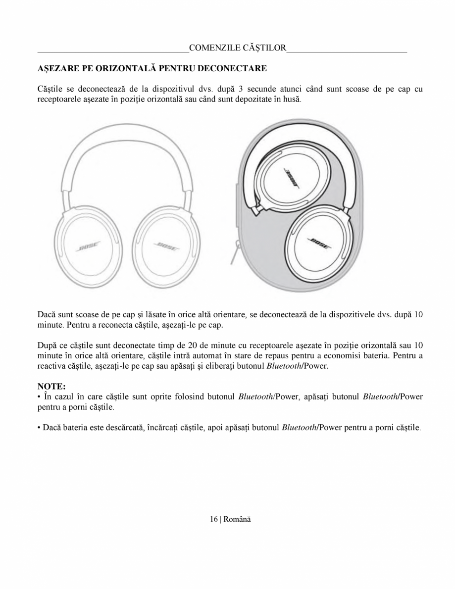 Pagina 16-Manual de utilizare pentru casti cu anularea zgomotului BOSE QuietComfort Ultra Headphones Gen2...
