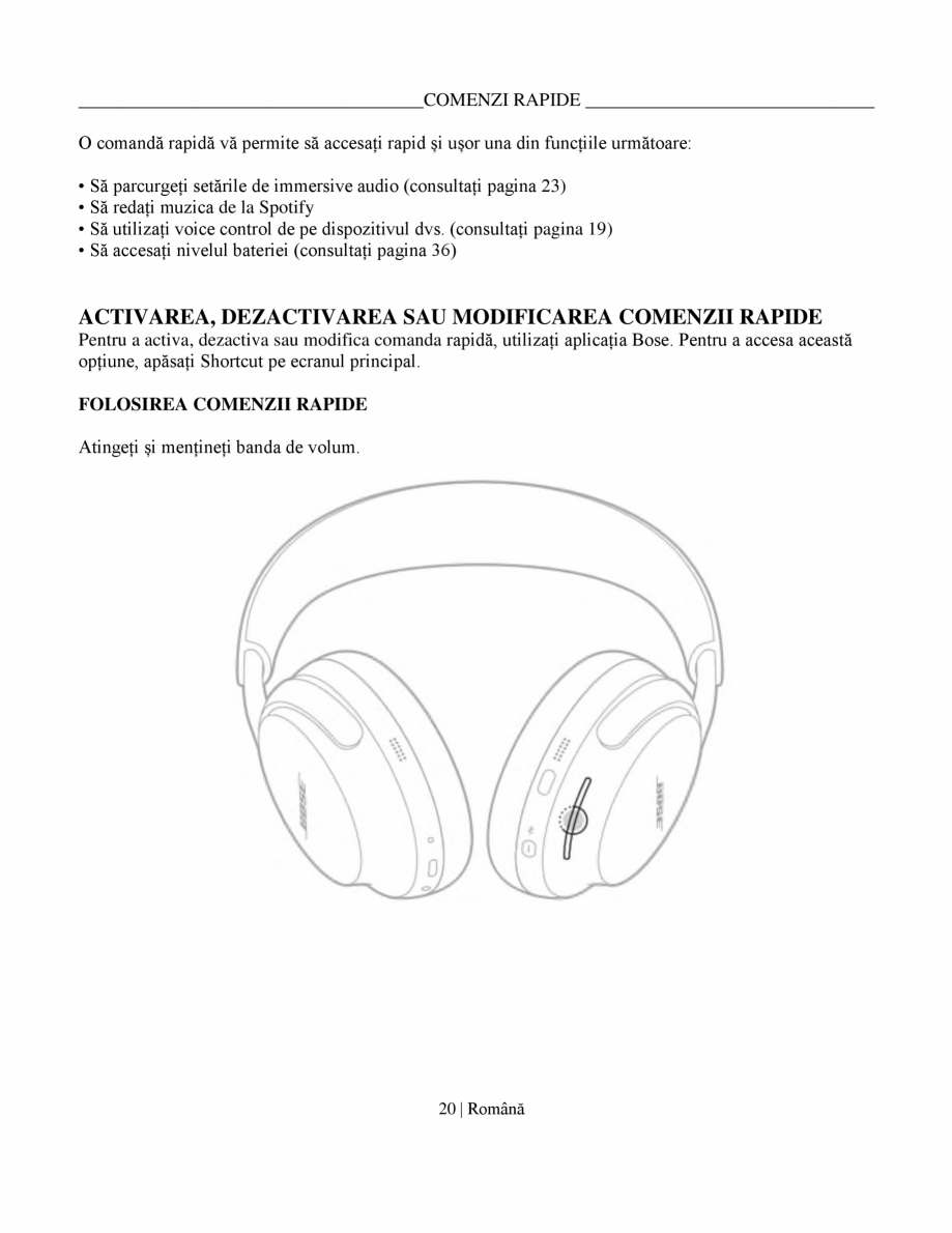 Pagina 20-Manual de utilizare pentru casti cu anularea zgomotului BOSE QuietComfort Ultra Headphones Gen2...
