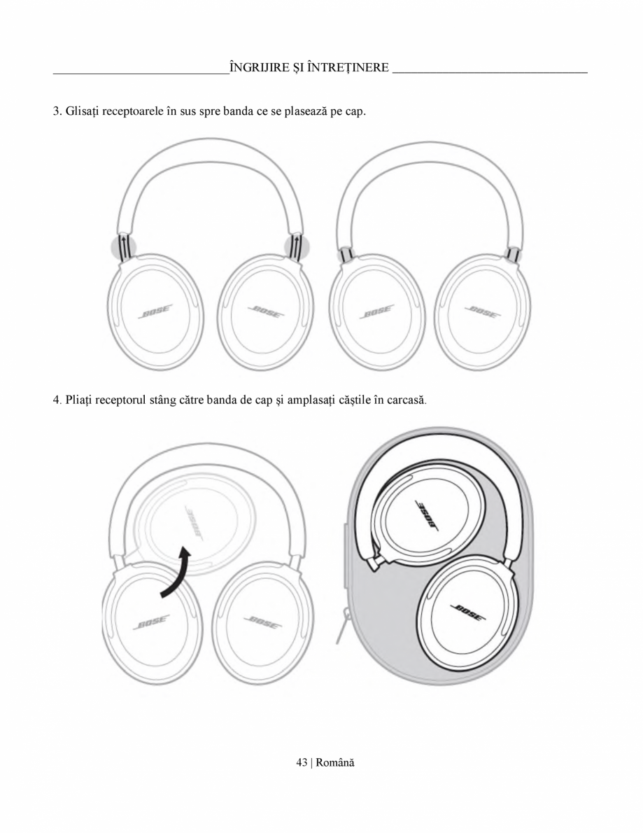 Pagina 43-Manual de utilizare pentru casti cu anularea zgomotului BOSE QuietComfort Ultra Headphones Gen2...