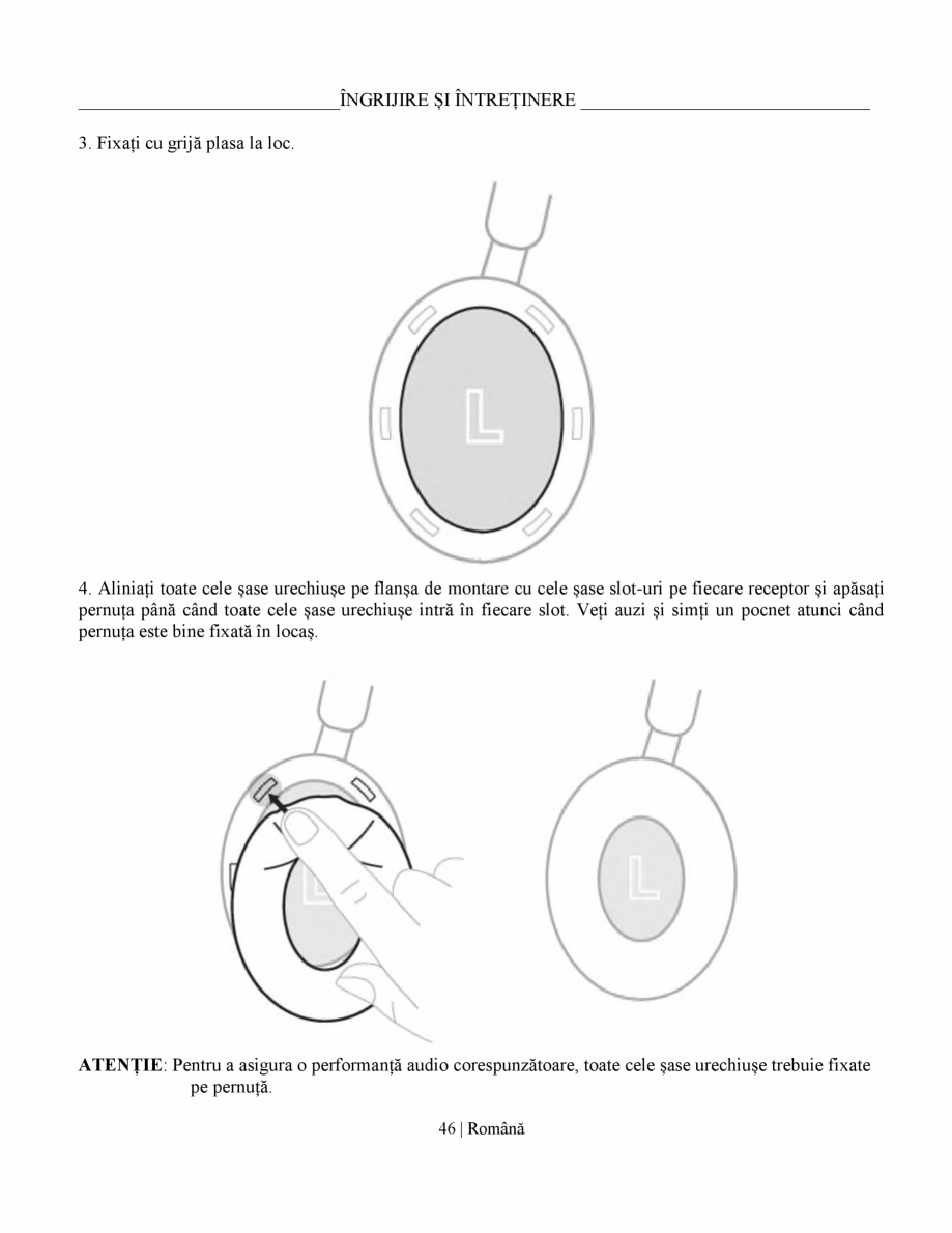 Pagina 46-Manual de utilizare pentru casti cu anularea zgomotului BOSE QuietComfort Ultra Headphones Gen2...