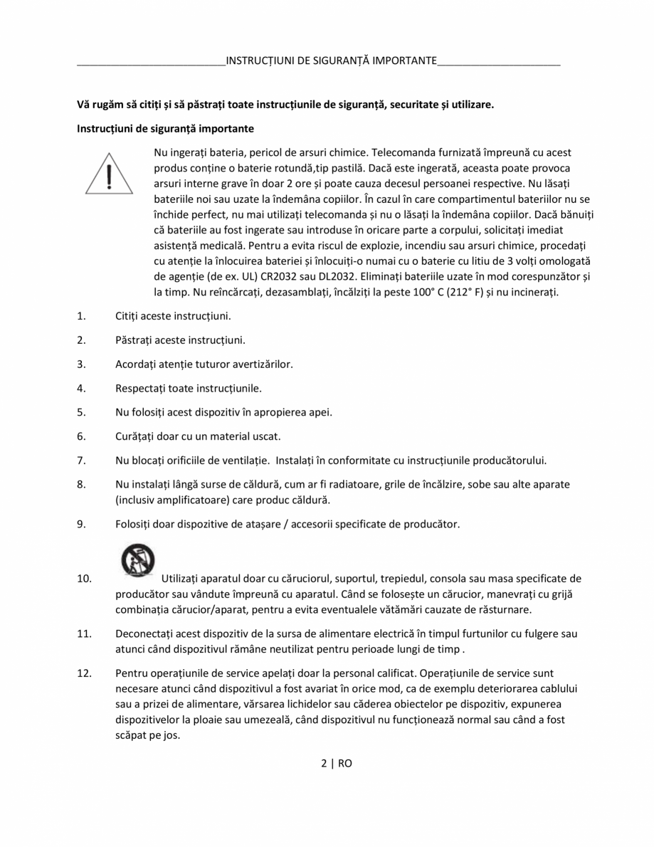 Pagina 2-Manual de utilizare pentru soundbar BOSE Bose TV Instructiuni montaj, utilizare Romana o numai cu o ...