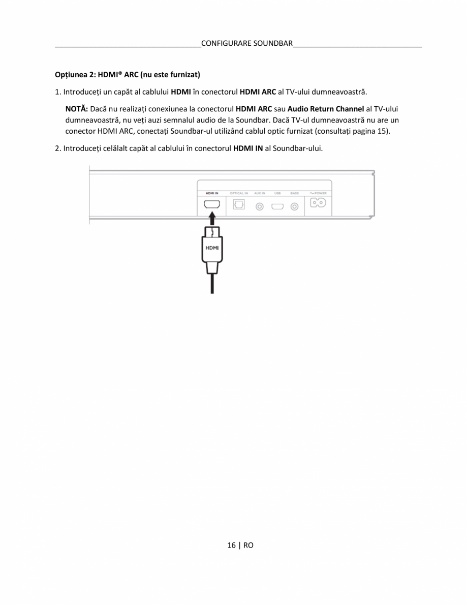 Pagina 16-Manual de utilizare pentru soundbar BOSE Bose TV Instructiuni montaj, utilizare Romana tooth SIG,...
