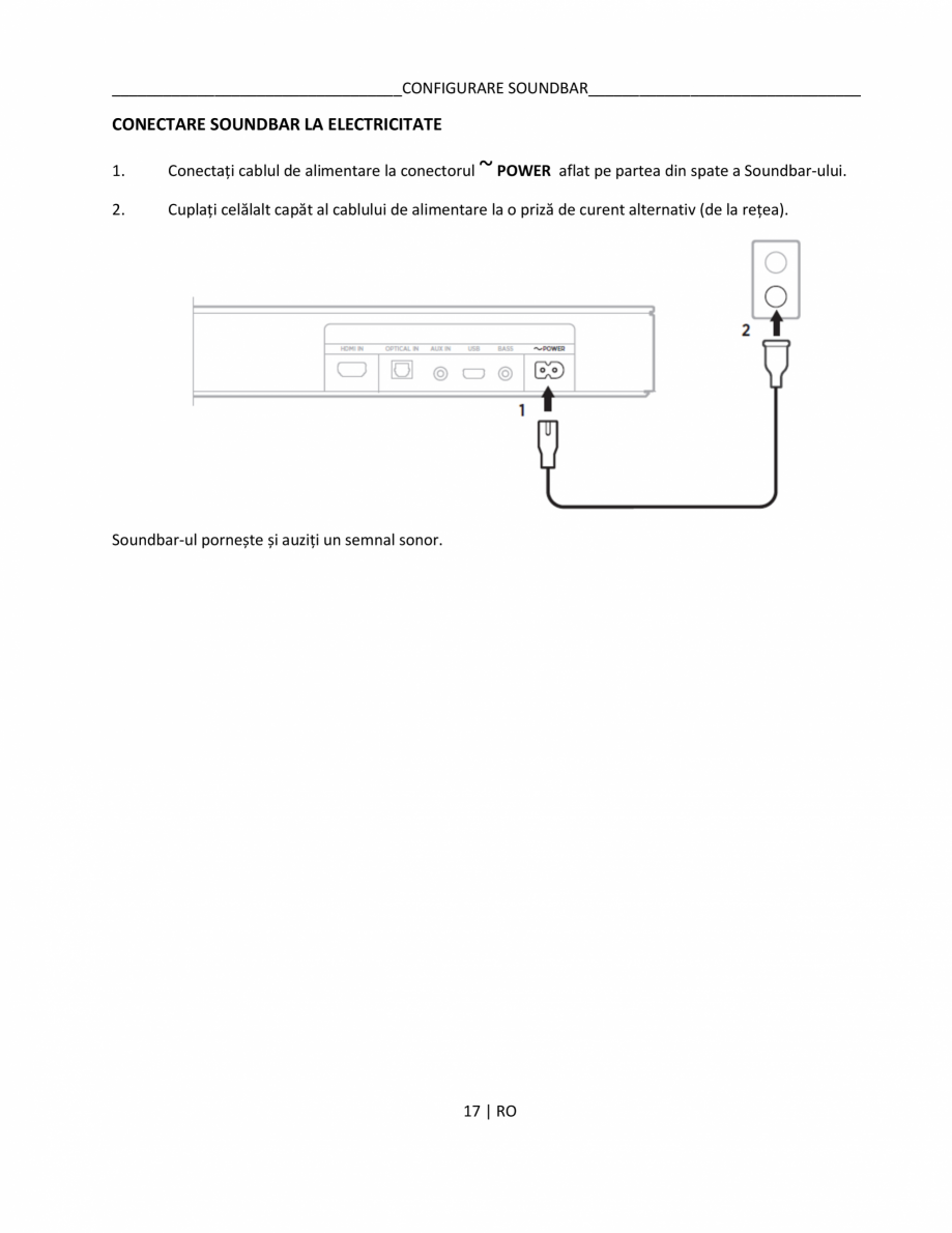 Pagina 17 - Manual de utilizare pentru soundbar BOSE Bose TV Instructiuni montaj, utilizare Romana...