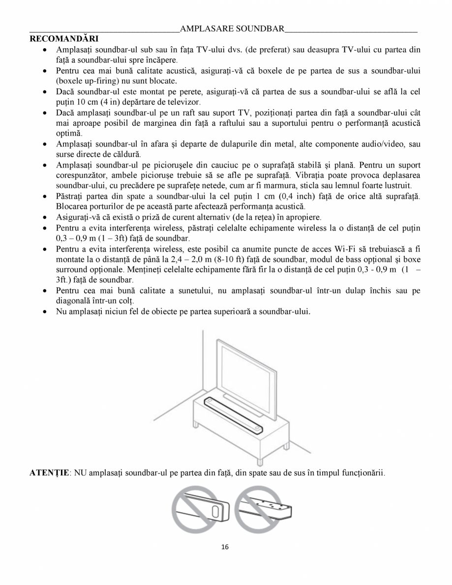Pagina 16 - Manual de utilizare pentru soundbar BOSE Bose 900 Instructiuni montaj, utilizare Romana ...
