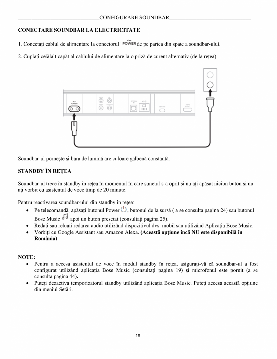 Pagina 18 - Manual de utilizare pentru soundbar BOSE Bose 900 Instructiuni montaj, utilizare Romana ...