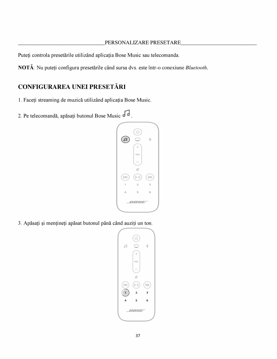 Pagina 37 - Manual de utilizare pentru soundbar BOSE Bose 900 Instructiuni montaj, utilizare Romana ...