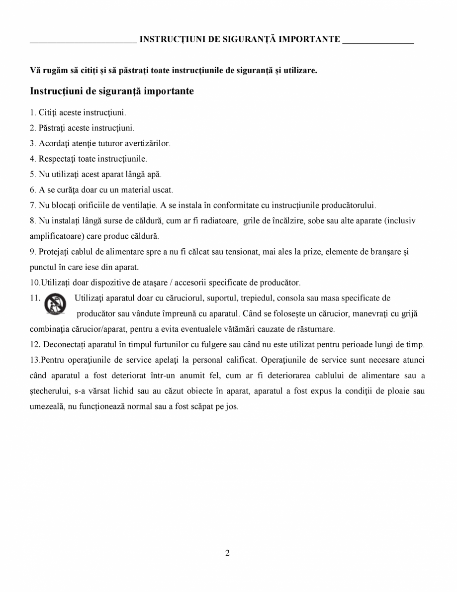 Pagina 2-Soundbar Bose 500 Manual de utilizare BOSE Instructiuni montaj, utilizare Romana aratul doar cu...