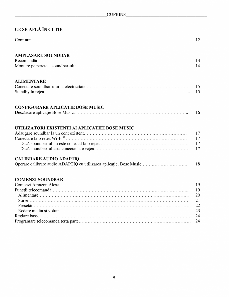 Pagina 9-Soundbar Bose 500 Manual de utilizare BOSE Instructiuni montaj, utilizare Romana ți microfonul...