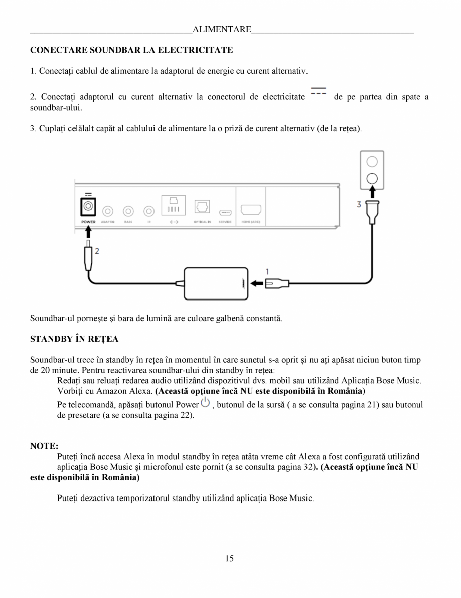 Pagina 15-Soundbar Bose 500 Manual de utilizare BOSE Instructiuni montaj, utilizare Romana le Play sunt mărci...
