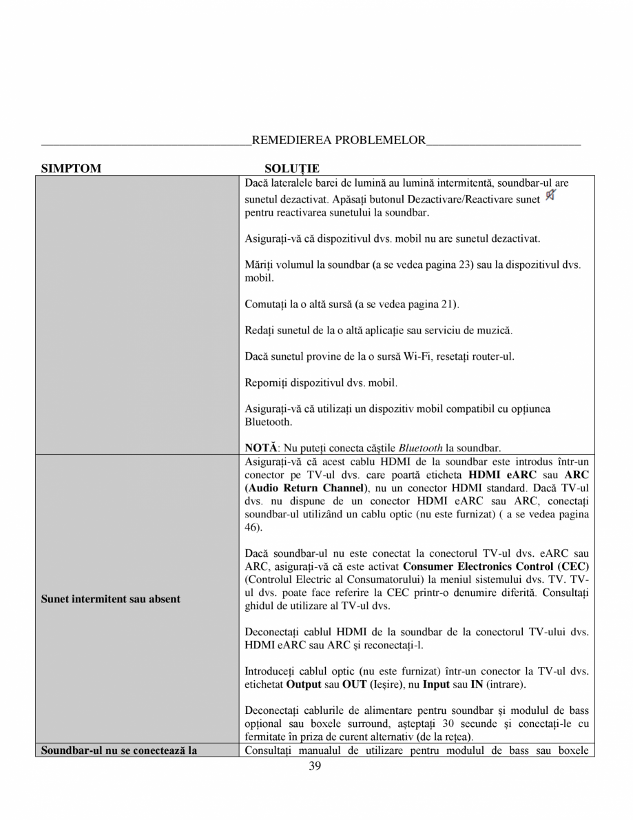 Pagina 39-Soundbar Bose 500 Manual de utilizare BOSE Instructiuni montaj, utilizare Romana licația Bose Music...