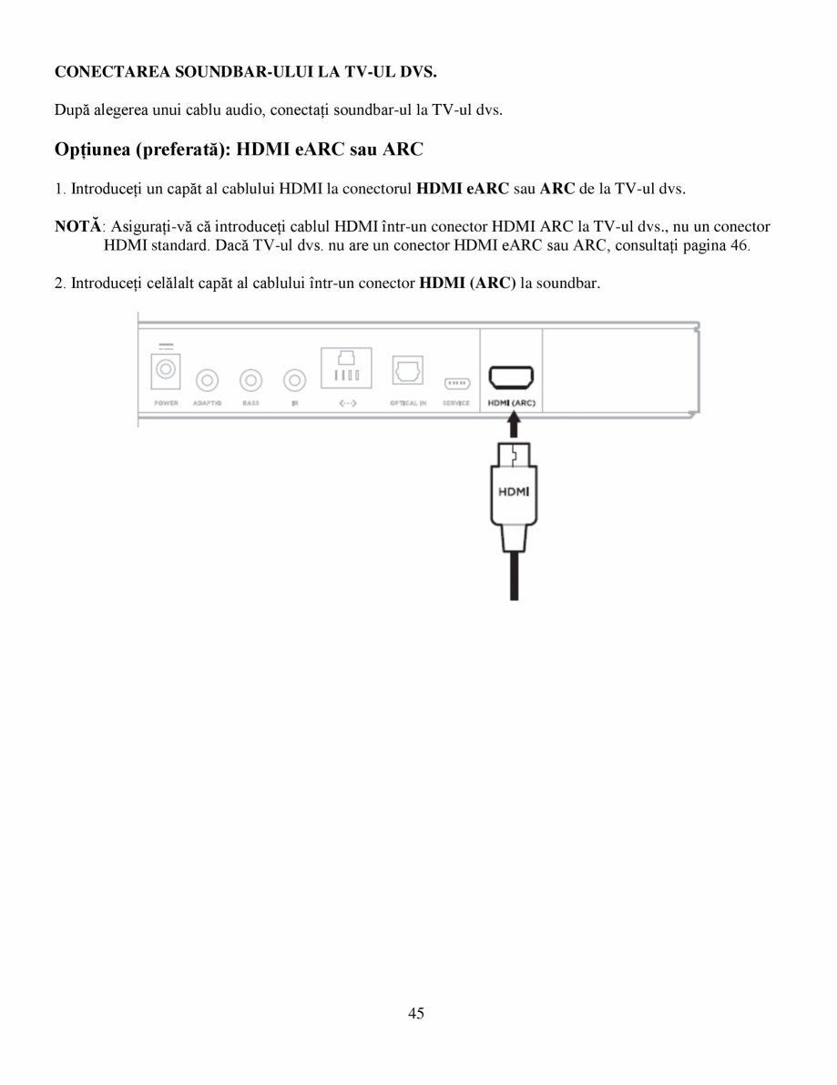 Pagina 45-Soundbar Bose 500 Manual de utilizare BOSE Instructiuni montaj, utilizare Romana ersală Bose...
