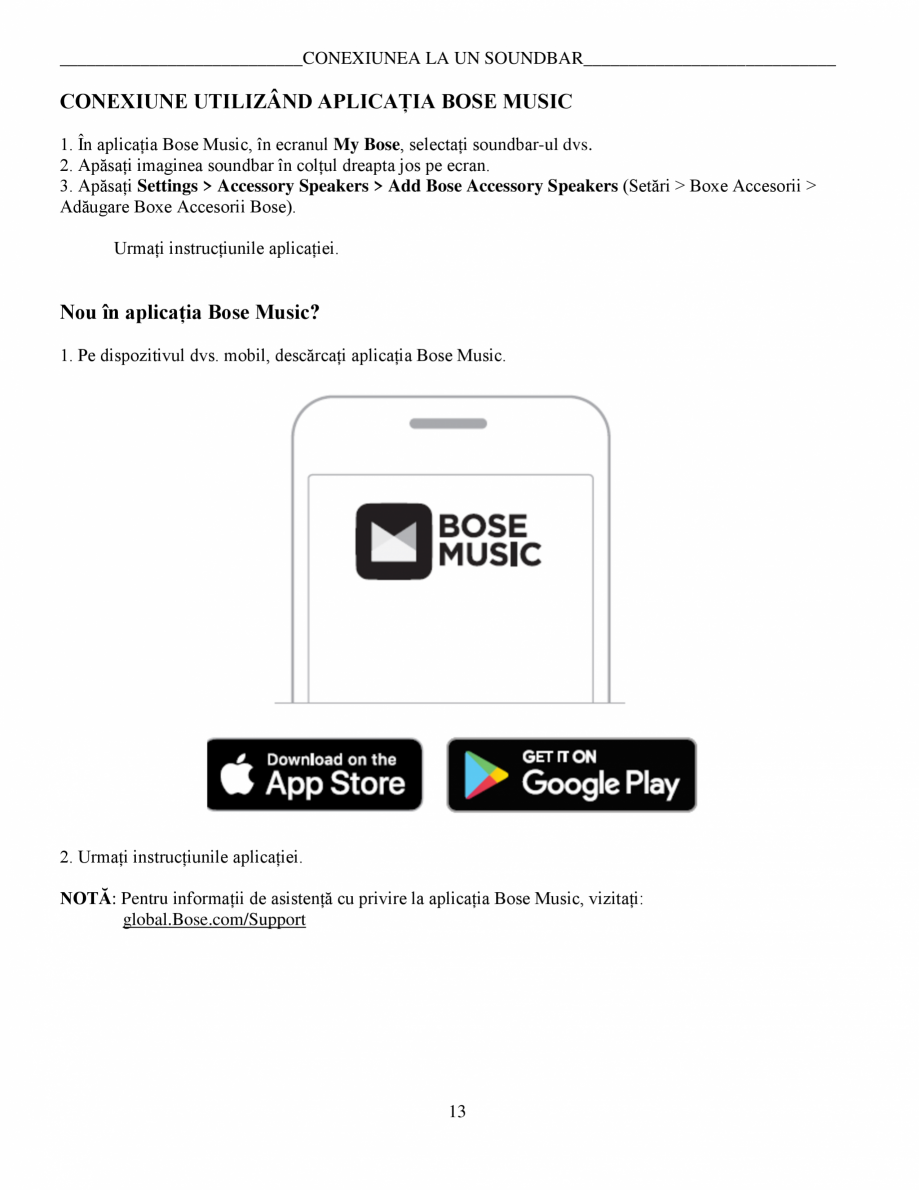 Pagina 13-Manual de utilizare Bas wireless Bose 500 BOSE Instructiuni montaj, utilizare Romana Road, China...