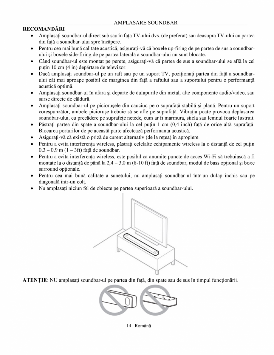Pagina 14-Manual de utilizare soundbar BOSE Bose Ultra Romana i până când microfonul este pornit și...