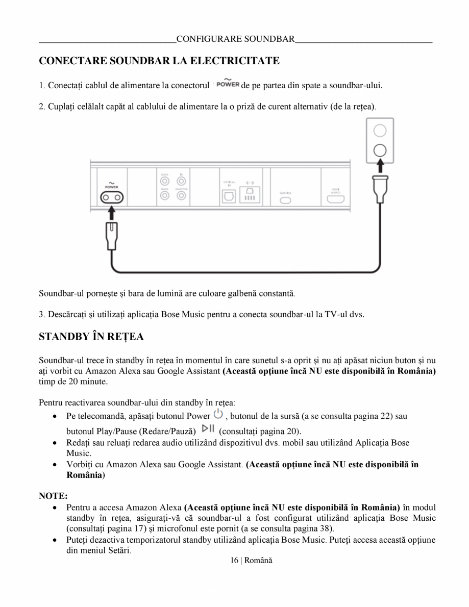 Pagina 16-Manual de utilizare soundbar BOSE Bose Ultra Romana ocentul valorii de
referință pentru prezență...