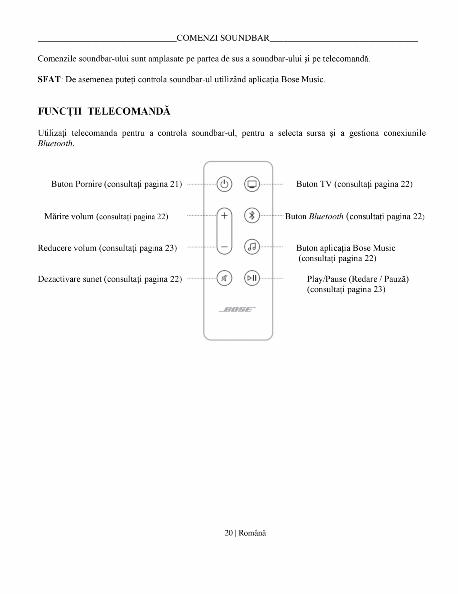 Pagina 20-Manual de utilizare soundbar BOSE Bose Ultra Romana 23
Acest produs conține software Spotify care...