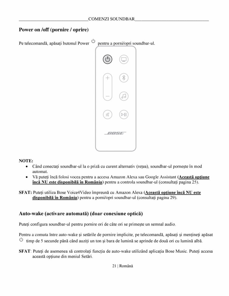Pagina 21-Manual de utilizare soundbar BOSE Bose Ultra Romana u acest ghid al utilizatorului. Acum este un...