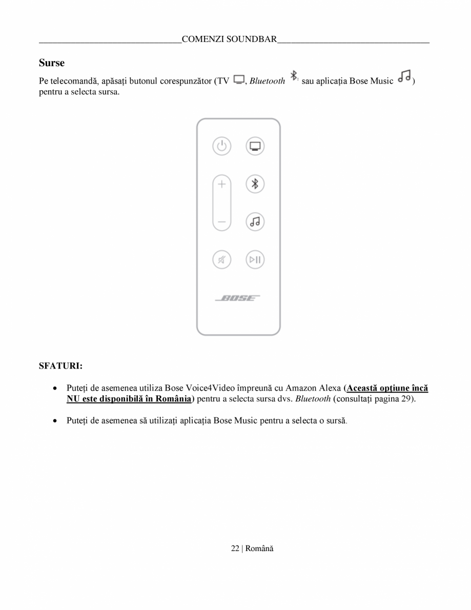 Pagina 22-Manual de utilizare soundbar BOSE Bose Ultra Romana ...............................

15

CONFIGURARE...