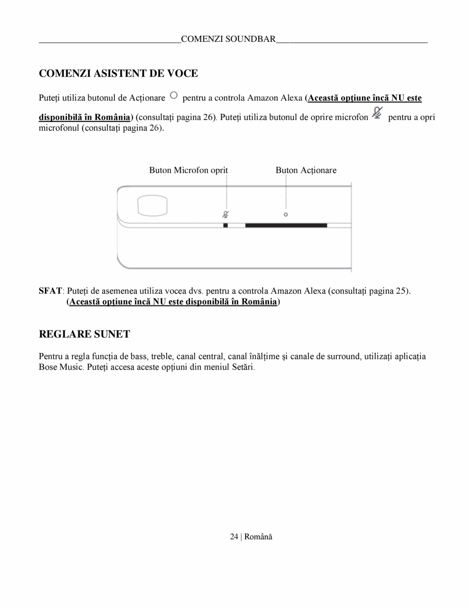 Pagina 24-Manual de utilizare soundbar BOSE Bose Ultra Romana  ..................................................