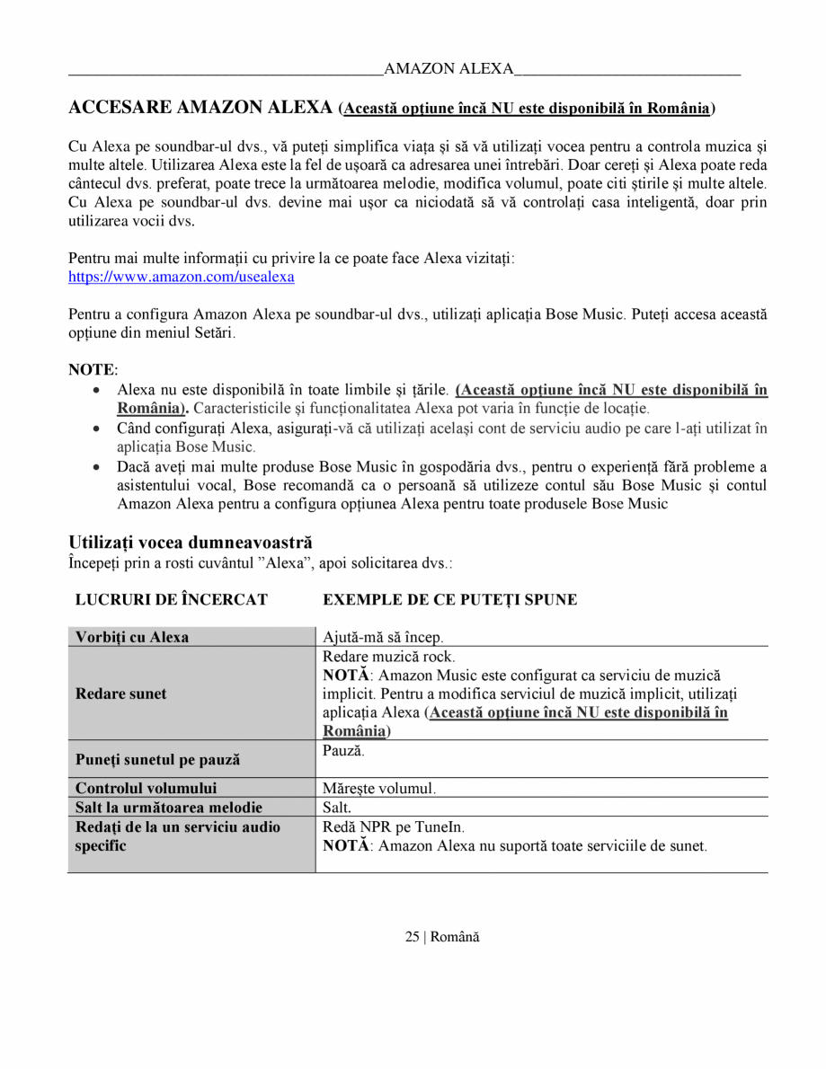 Pagina 25-Manual de utilizare soundbar BOSE Bose Ultra Romana ...............................
Control sunet cu...