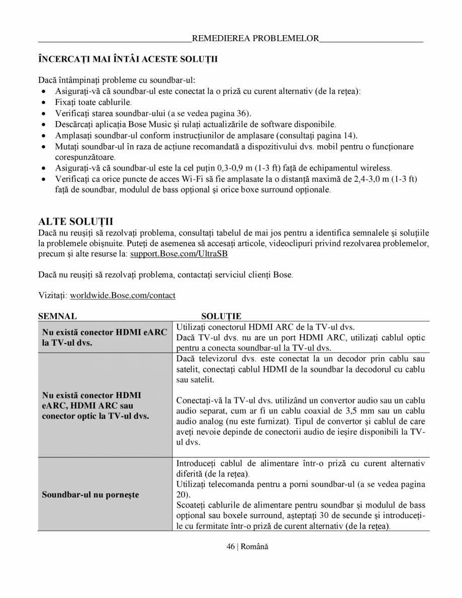Pagina 46-Manual de utilizare soundbar BOSE Bose Ultra Romana ca o persoană să utilizeze contul său Bose...