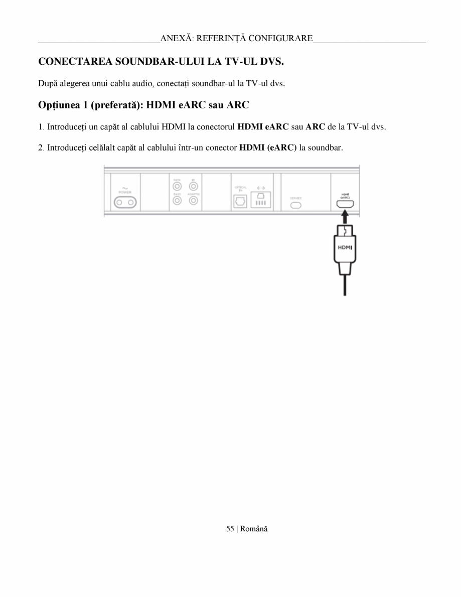 Pagina 55 - Manual de utilizare soundbar BOSE Bose Ultra Romana st încorporat este dezactivat în...