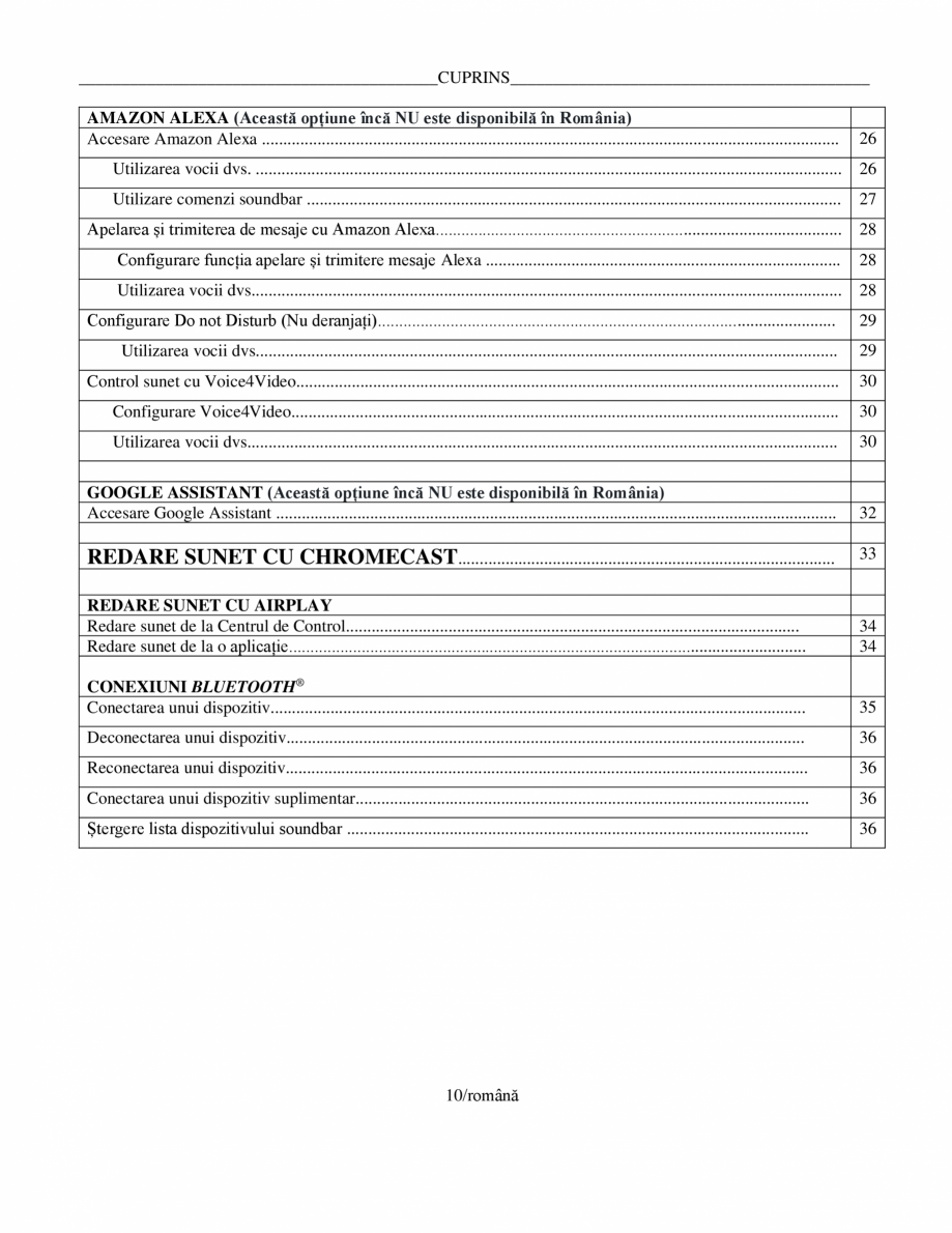 Pagina 10 - Manual de utilizare pentru soundbar Smart Bose BOSE Instructiuni montaj, utilizare...