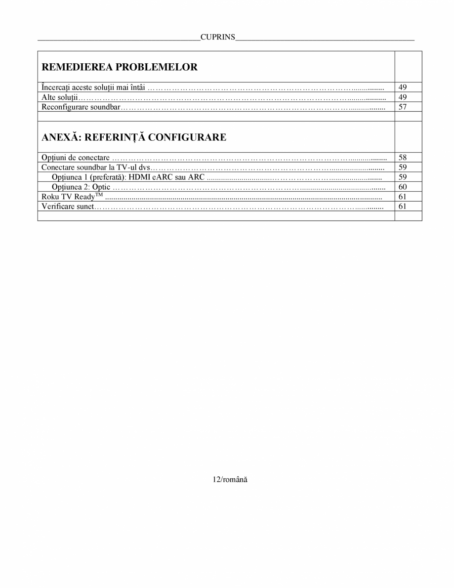 Pagina 12-Manual de utilizare pentru soundbar Smart Bose BOSE Instructiuni montaj, utilizare Romana transmisie...