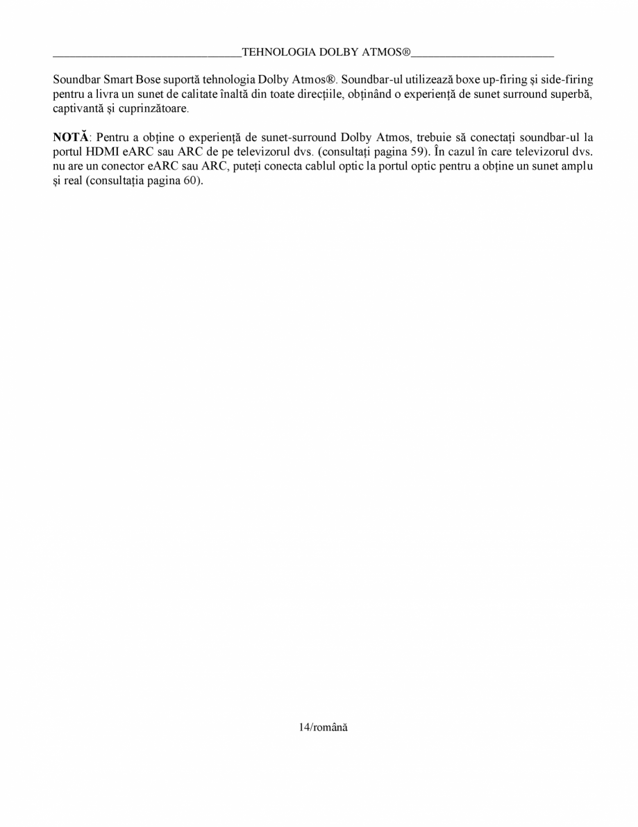 Pagina 14 - Manual de utilizare pentru soundbar Smart Bose BOSE Instructiuni montaj, utilizare...