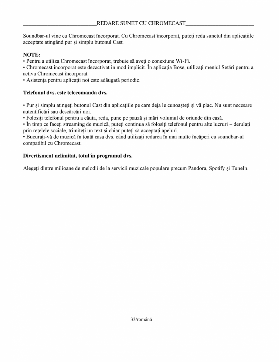 Pagina 33 - Manual de utilizare pentru soundbar Smart Bose BOSE Instructiuni montaj, utilizare...