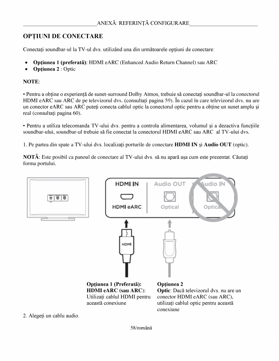 Pagina 58-Manual de utilizare pentru soundbar Smart Bose BOSE Instructiuni montaj, utilizare Romana nă
...