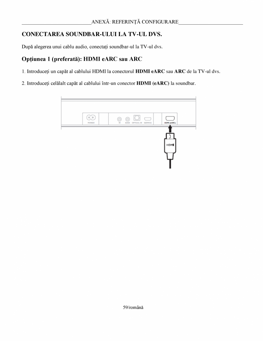 Pagina 59-Manual de utilizare pentru soundbar Smart Bose BOSE Instructiuni montaj, utilizare Romana izați...