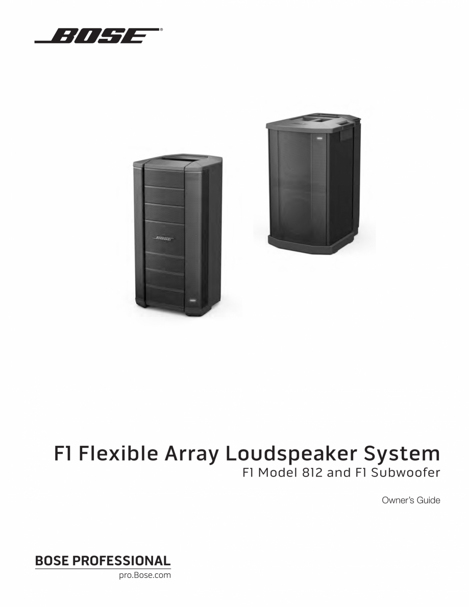 Pagina 1-Manual de utiliare pentru subwoofer BOSE F1 Instructiuni montaj, utilizare Engleza F1 Flexible Array...