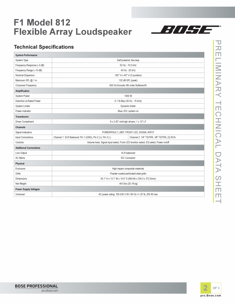 Manual de utiliare pentru boxa array flexibila BOSE F1 812 Instructiuni