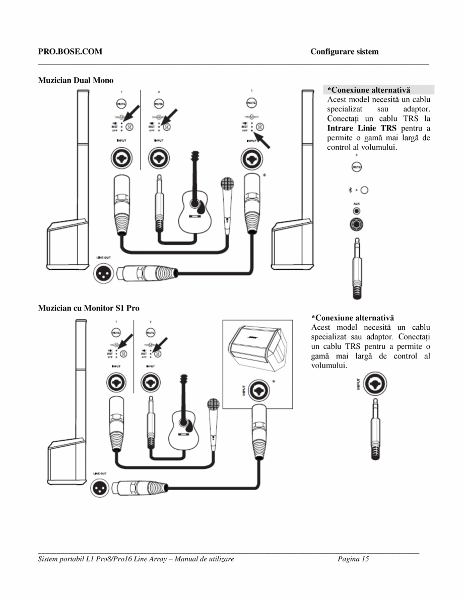 Manual de utilizare pentru sistemul array Bose BOSE L1 Pro8, L1 Pro16