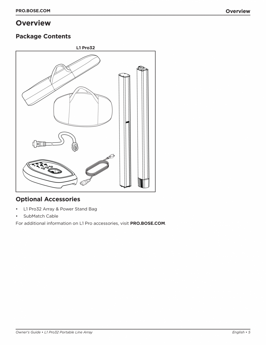 Pagina 5-Manual de utilizare pentru sistemul audio BOSE L1 Pro32 + Sub2 Instructiuni montaj, utilizare  to...