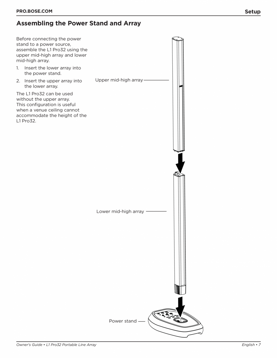 Pagina 7-Manual de utilizare pentru sistemul audio BOSE L1 Pro32 + Sub2 Instructiuni montaj, utilizare ned to...