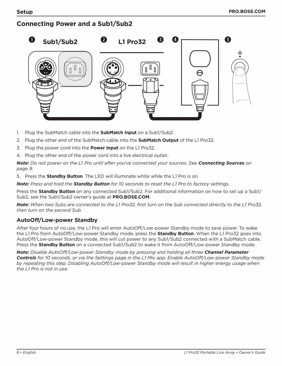 Pagina 8-Manual de utilizare pentru sistemul audio BOSE L1 Pro32 + Sub2 Instructiuni montaj, utilizare id the...