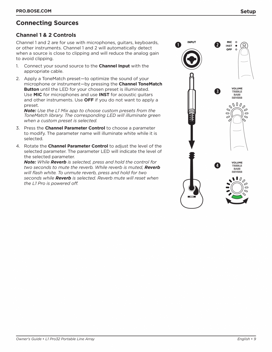Pagina 9-Manual de utilizare pentru sistemul audio BOSE L1 Pro32 + Sub2 Instructiuni montaj, utilizare  your ...