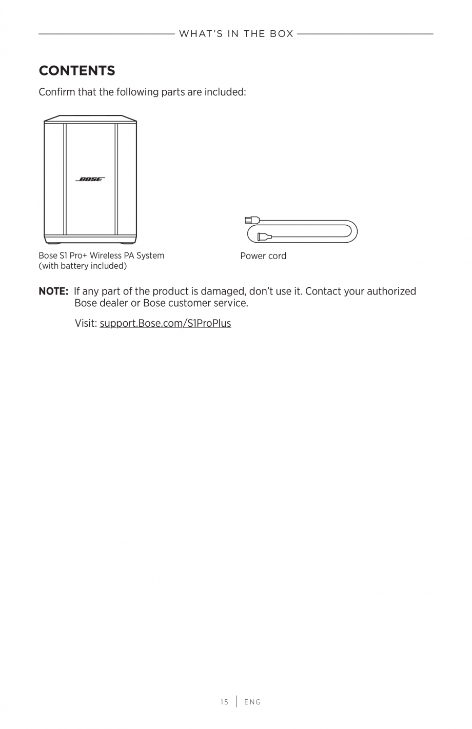 Pagina 15-Manual de utilizare pentru sistem audio portabil pentru muzica live BOSE S1 PRO + Instructiuni...