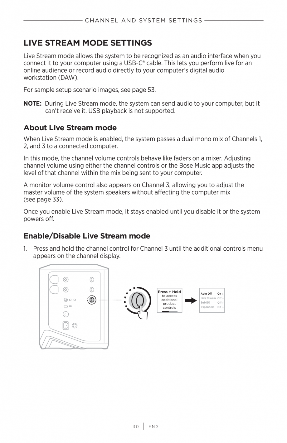Pagina 30 - Manual de utilizare pentru sistem audio portabil pentru muzica live BOSE S1 PRO +...