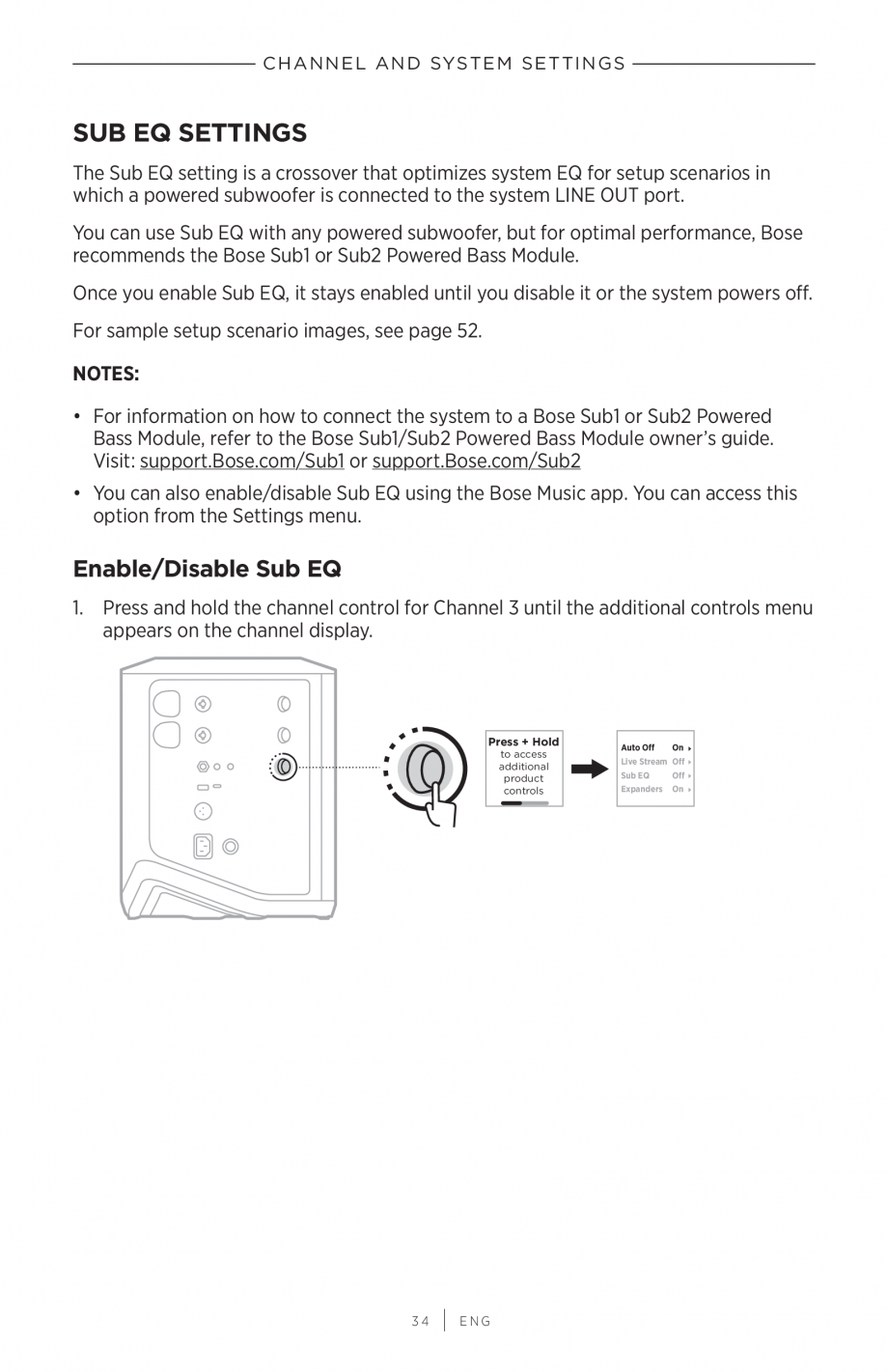 Pagina 34 - Manual de utilizare pentru sistem audio portabil pentru muzica live BOSE S1 PRO +...