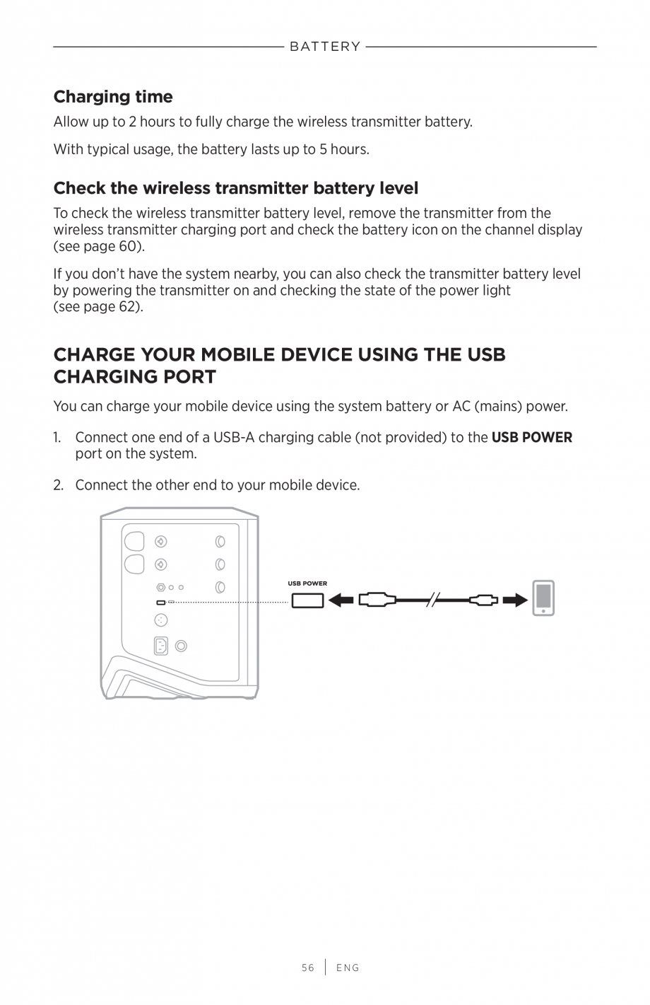 Pagina 56-Manual de utilizare pentru sistem audio portabil pentru muzica live BOSE S1 PRO + Instructiuni...